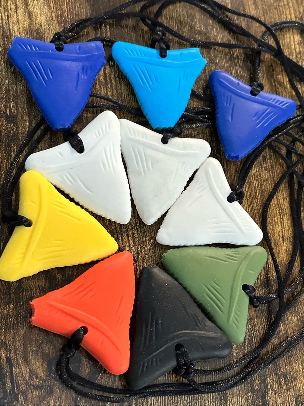10 Chewy Silicone Necklaces Colorful OT Sensory School Shark Teeth ADHD READDESC
